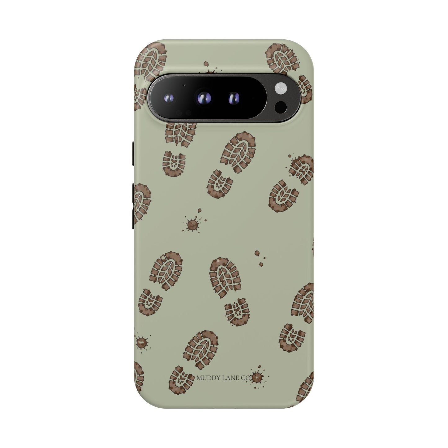 Muddy Boot Print Tough Phone Case in Light Sage Matte