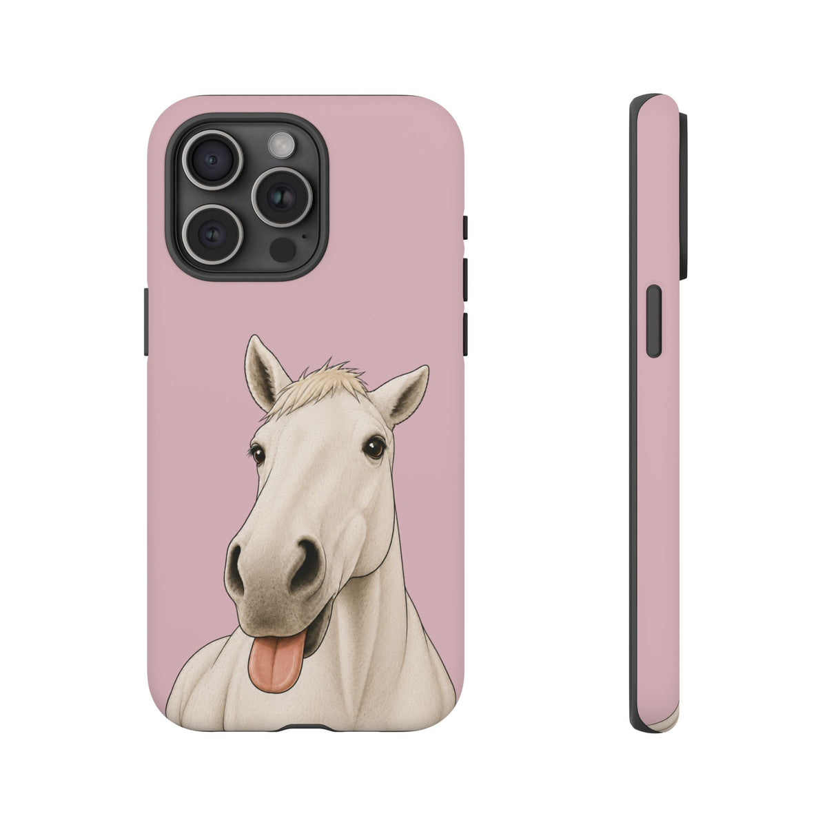 Silly White Horse Tough Phone Case in Soft Rosette Pink Matte
