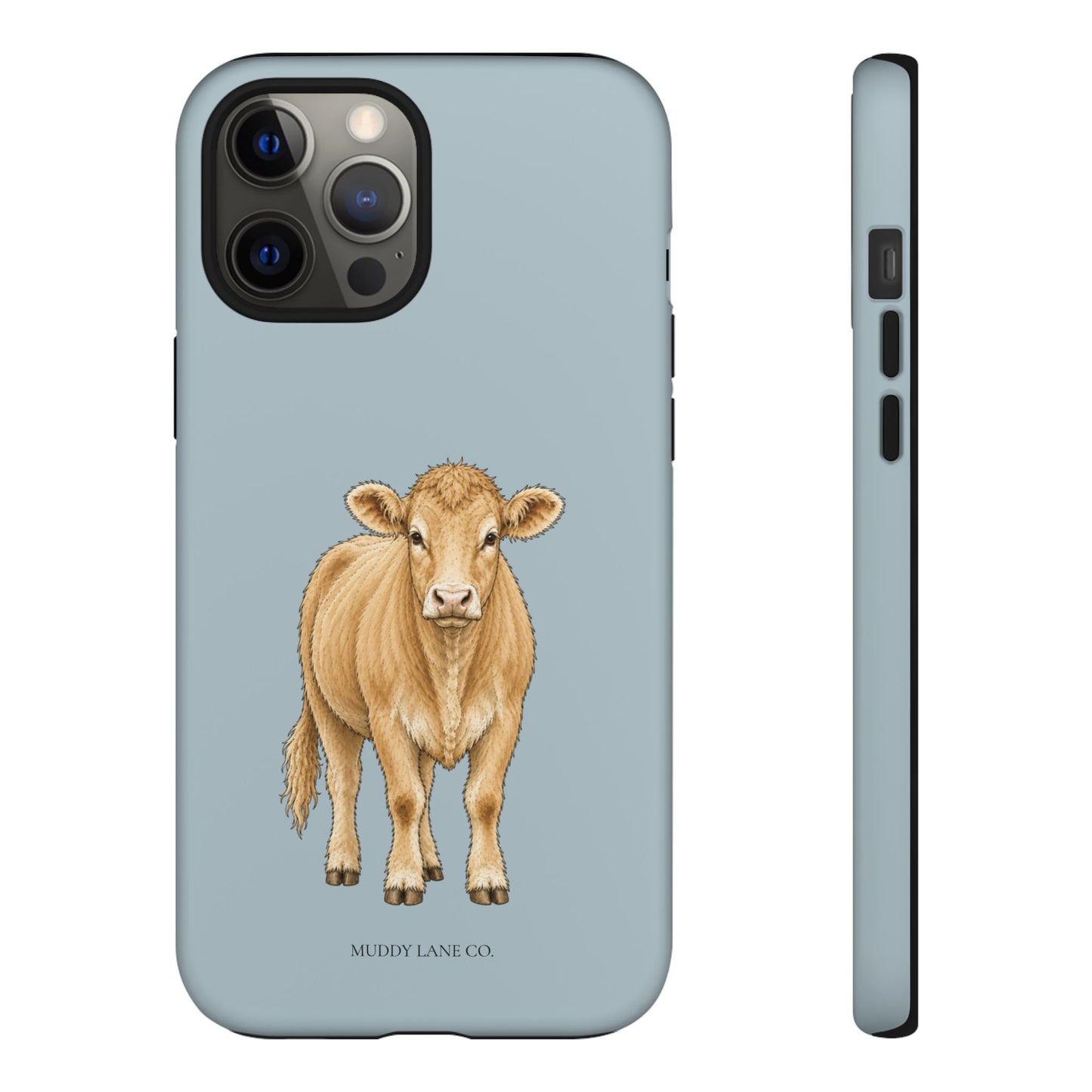 Farm Cow Tough Phone Case in Dusty Blue Matte