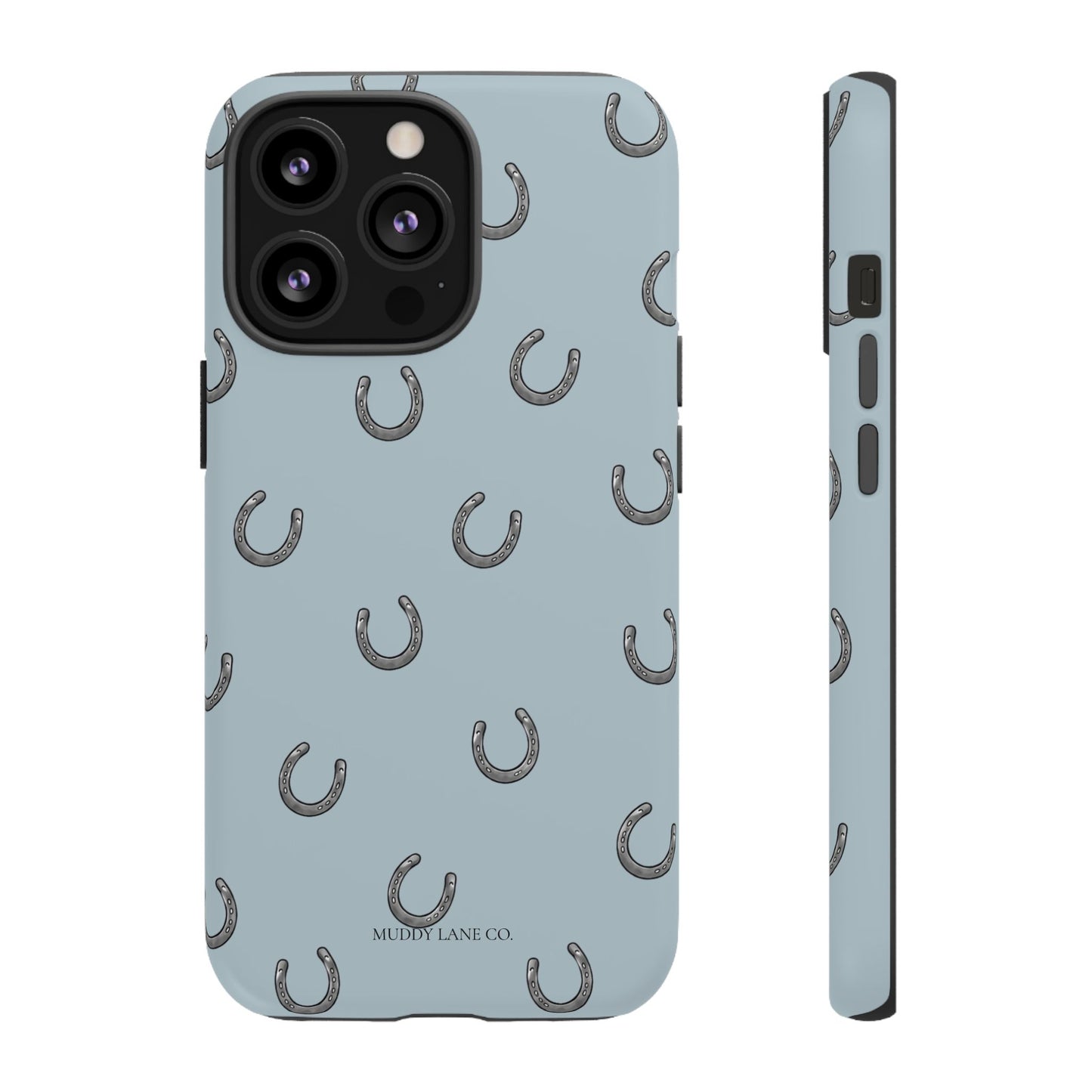 Horseshoe Pattern Tough Phone Case in Dusty Blue Matte