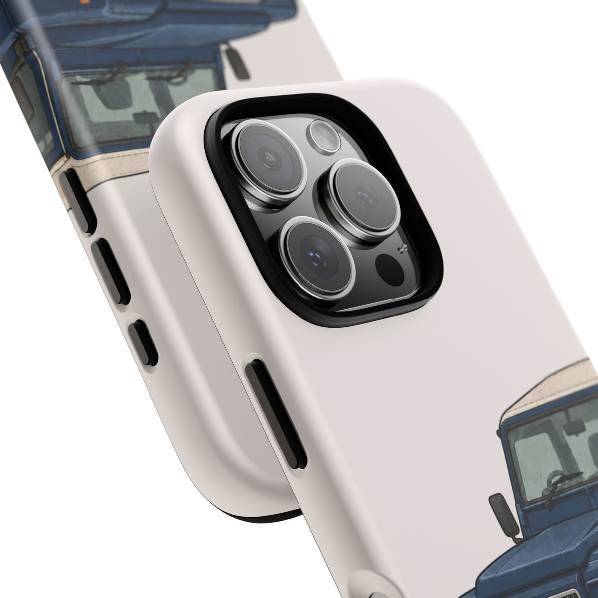 Blue Classic 4x4 Close-Up Tough Phone Case in Warm Cream Matte
