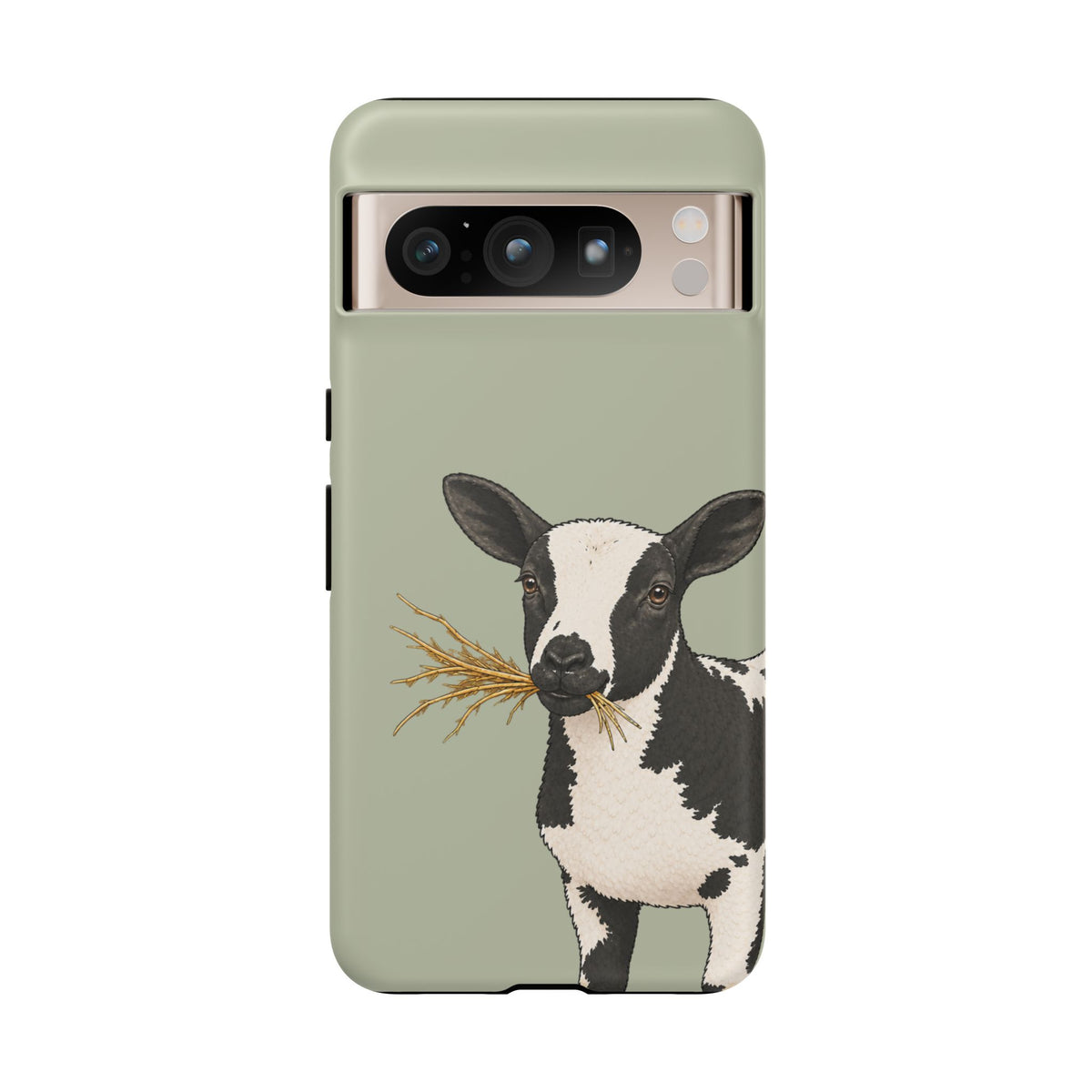 Dutch Spotted Sheep Close-Up Tough Phone Case in Light Sage Matte