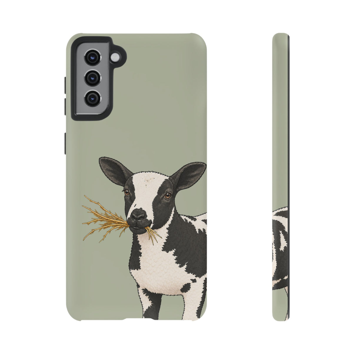 Dutch Spotted Sheep Close-Up Tough Phone Case in Light Sage Matte