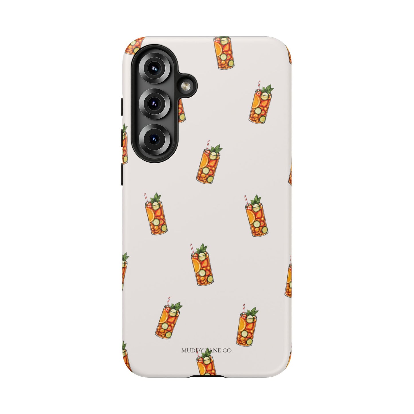 Summer Drink Pattern Tough Phone Case in Warm Cream Matte