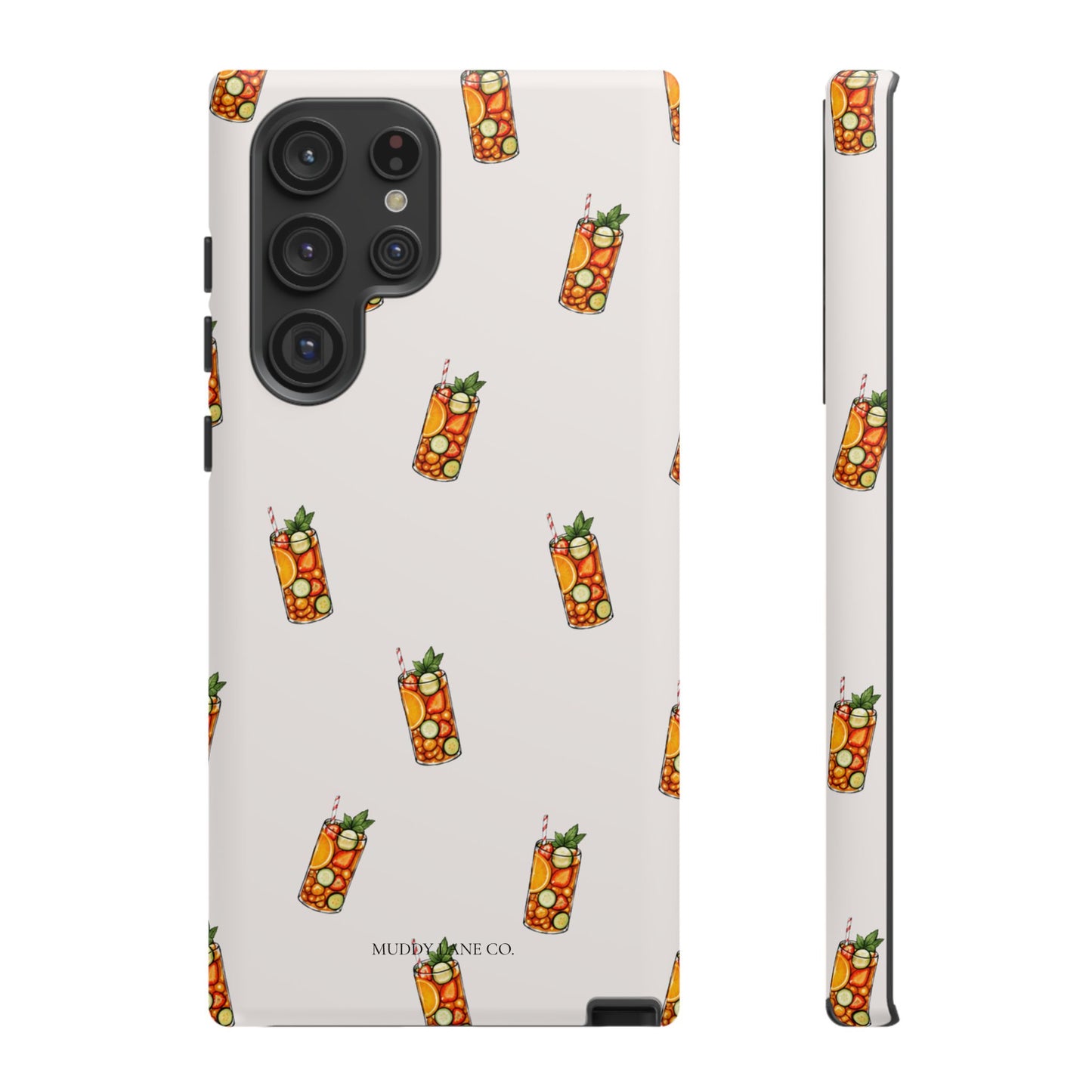 Summer Drink Pattern Tough Phone Case in Warm Cream Matte