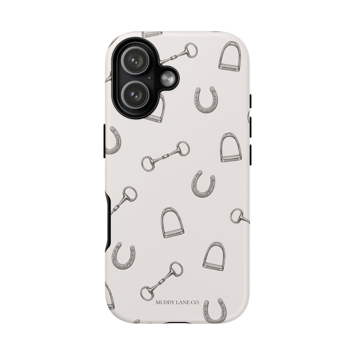 Tack Room Pattern Tough Phone Case in Warm Cream Matte