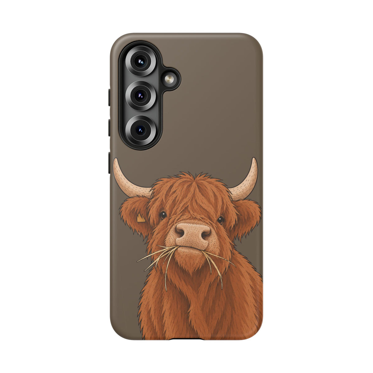 Highland Cow Close-Up Tough Phone Case in Taupe Brown Matte