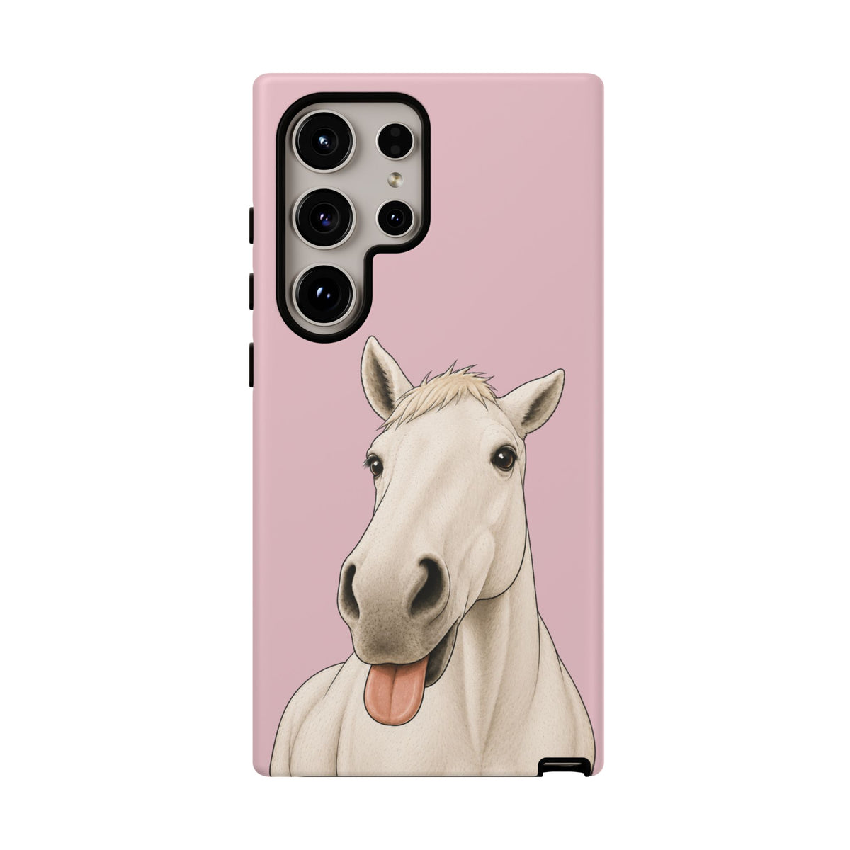 Silly White Horse Tough Phone Case in Soft Rosette Pink Matte