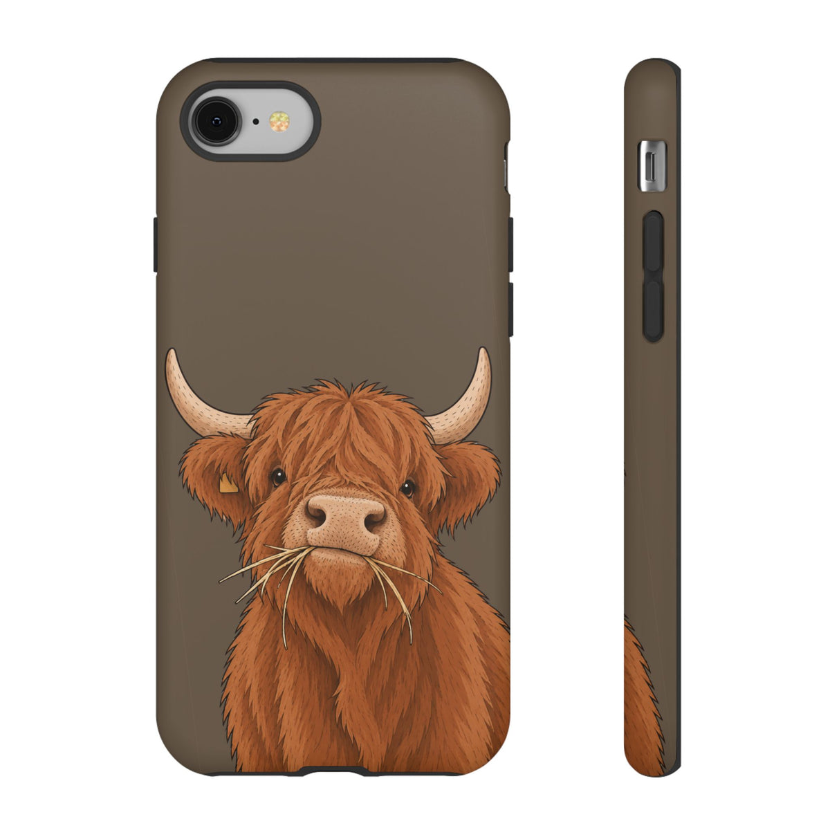 Highland Cow Close-Up phone case in Taupe Brown by Muddy Lane Co, photo 2