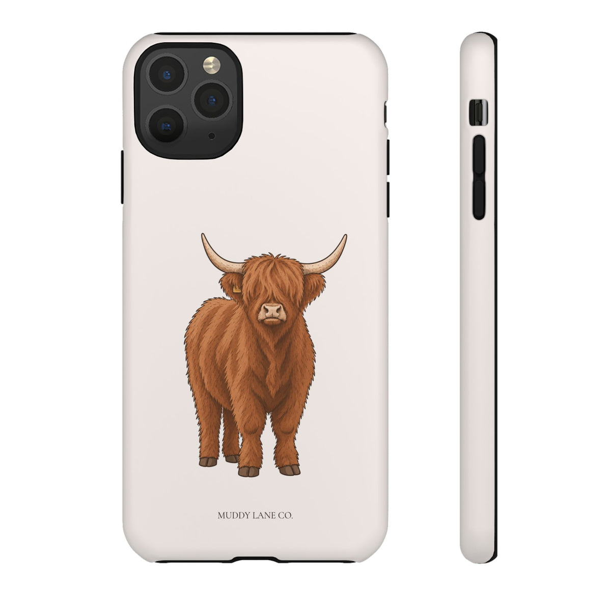 Highland Cow Tough Phone Case in Warm Cream Matte