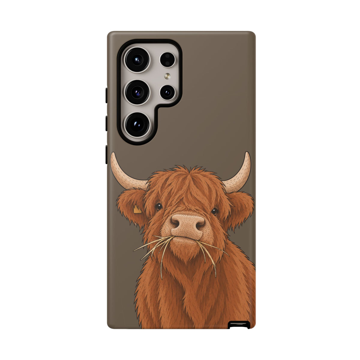 Highland Cow Close-Up Tough Phone Case in Taupe Brown Matte