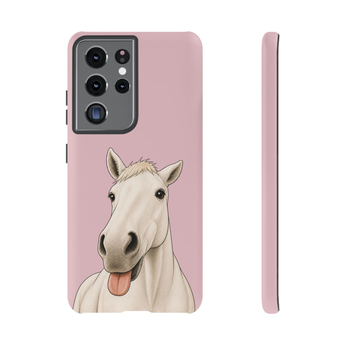 Silly White Horse Tough Phone Case in Soft Rosette Pink Matte