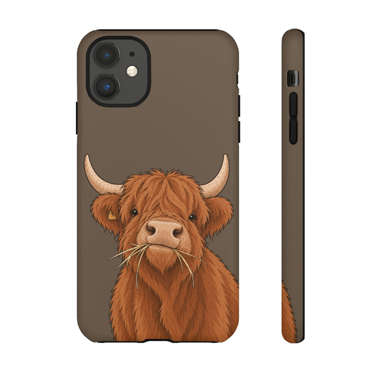 Highland Cow Close-Up Tough Phone Case in Taupe Brown Matte
