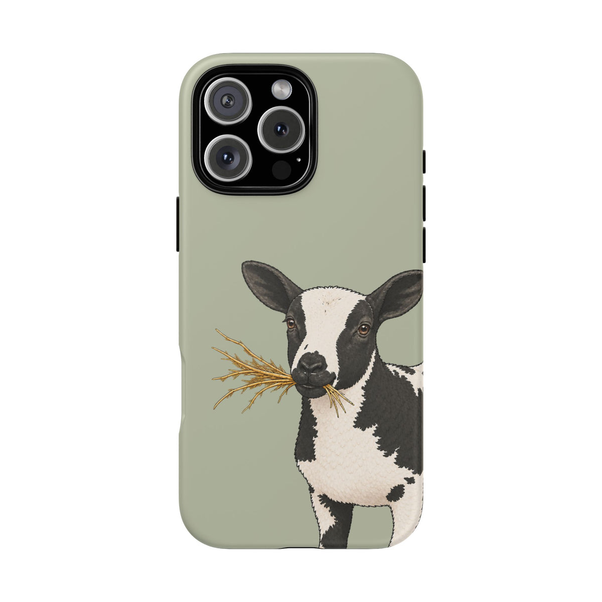 Dutch Spotted Sheep Close-Up Tough Phone Case in Light Sage Matte