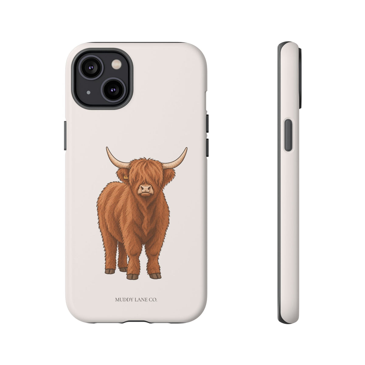 Highland Cow Tough Phone Case in Warm Cream Matte