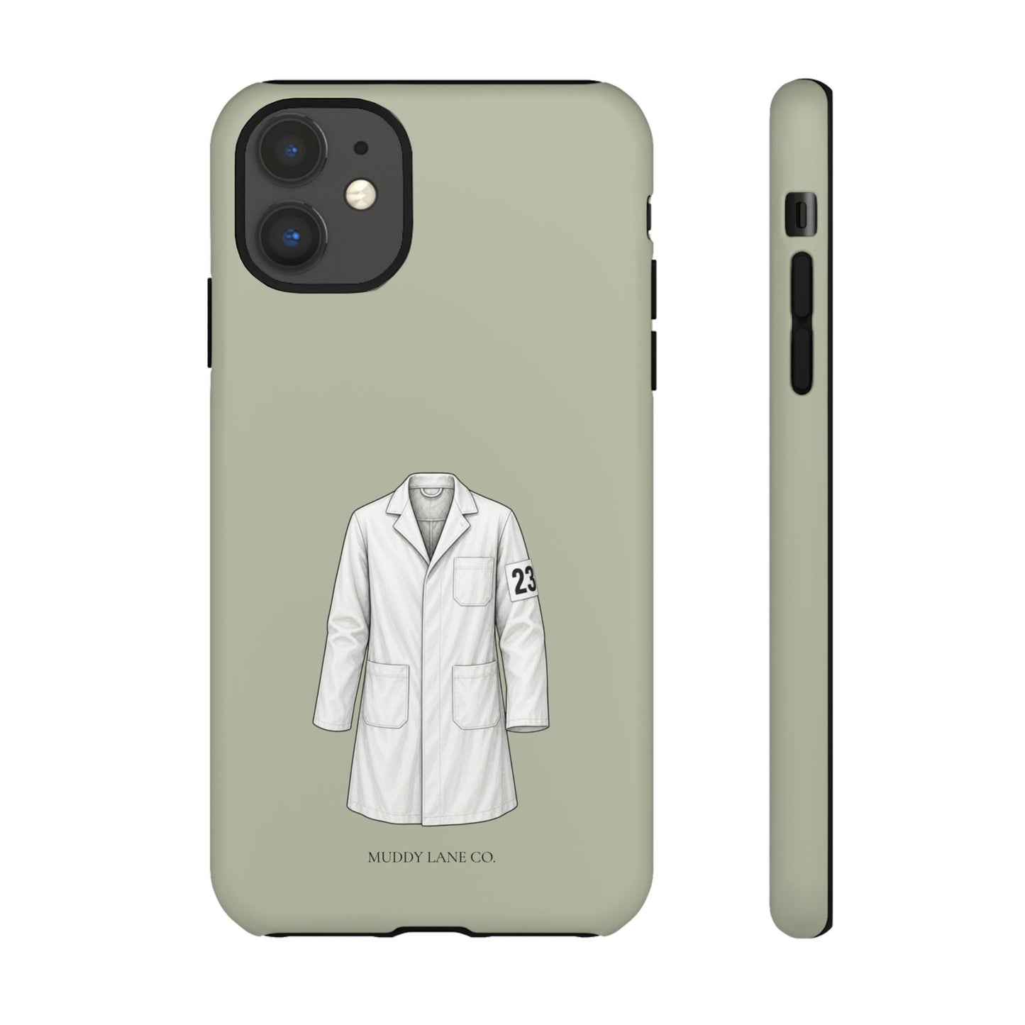 Showing Coat Tough Phone Case in Light Sage Matte