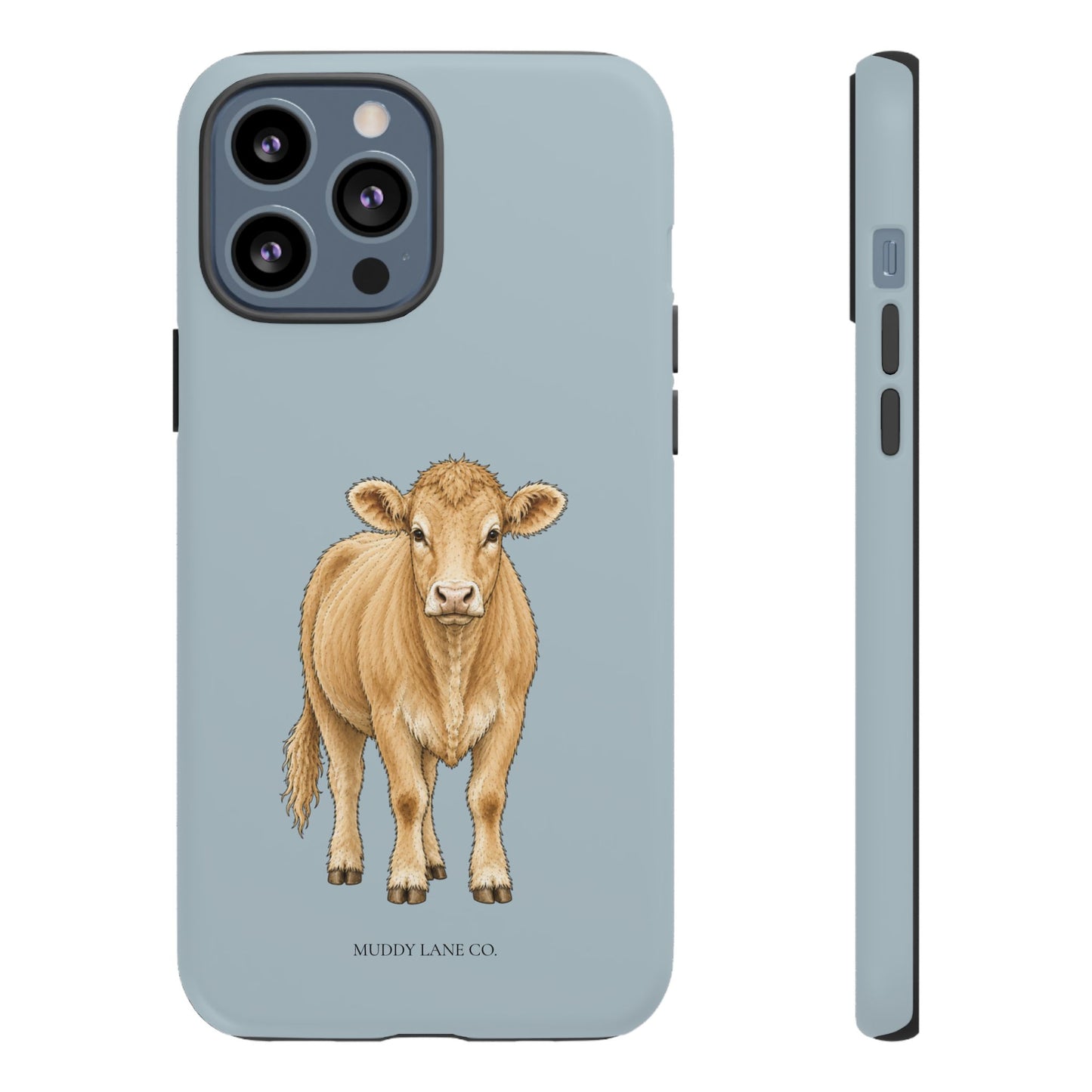Farm Cow Tough Phone Case in Dusty Blue Matte