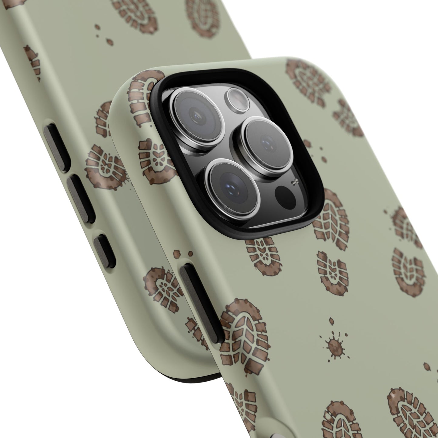 Muddy Boot Print Tough Phone Case in Light Sage Matte