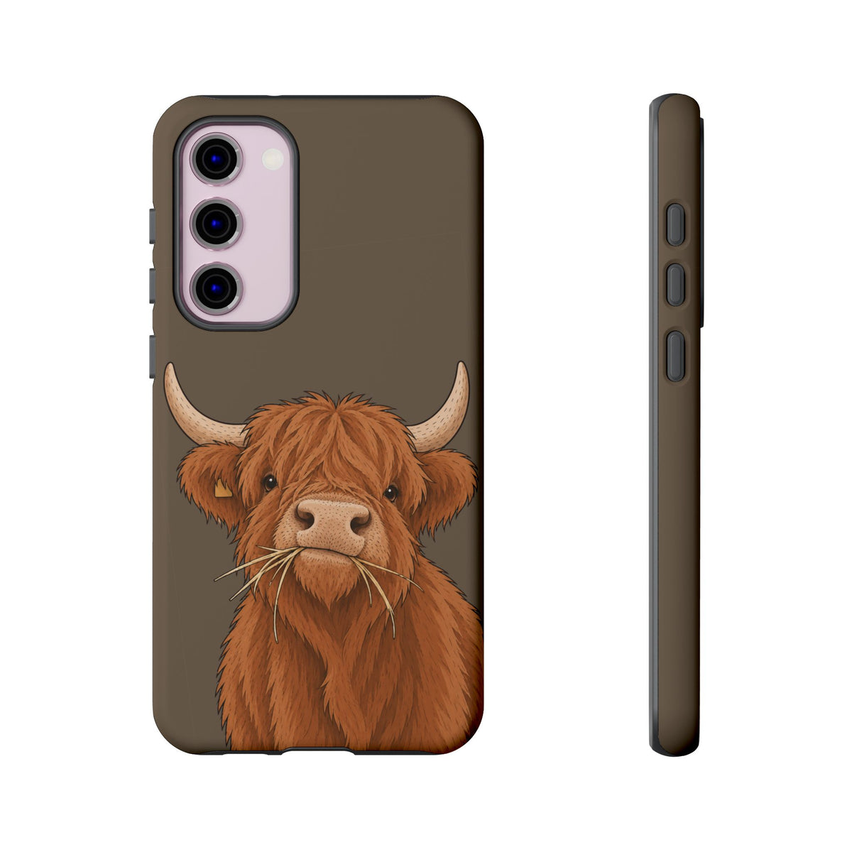 Highland Cow Close-Up Tough Phone Case in Taupe Brown Matte