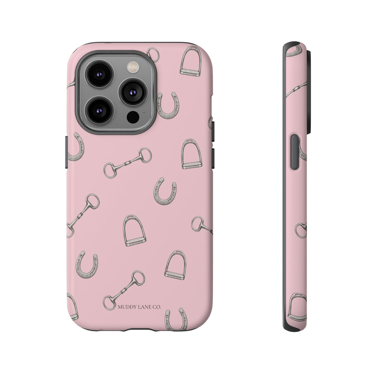 Tack Room Pattern Tough Phone Case in Soft Rosette Pink Matte