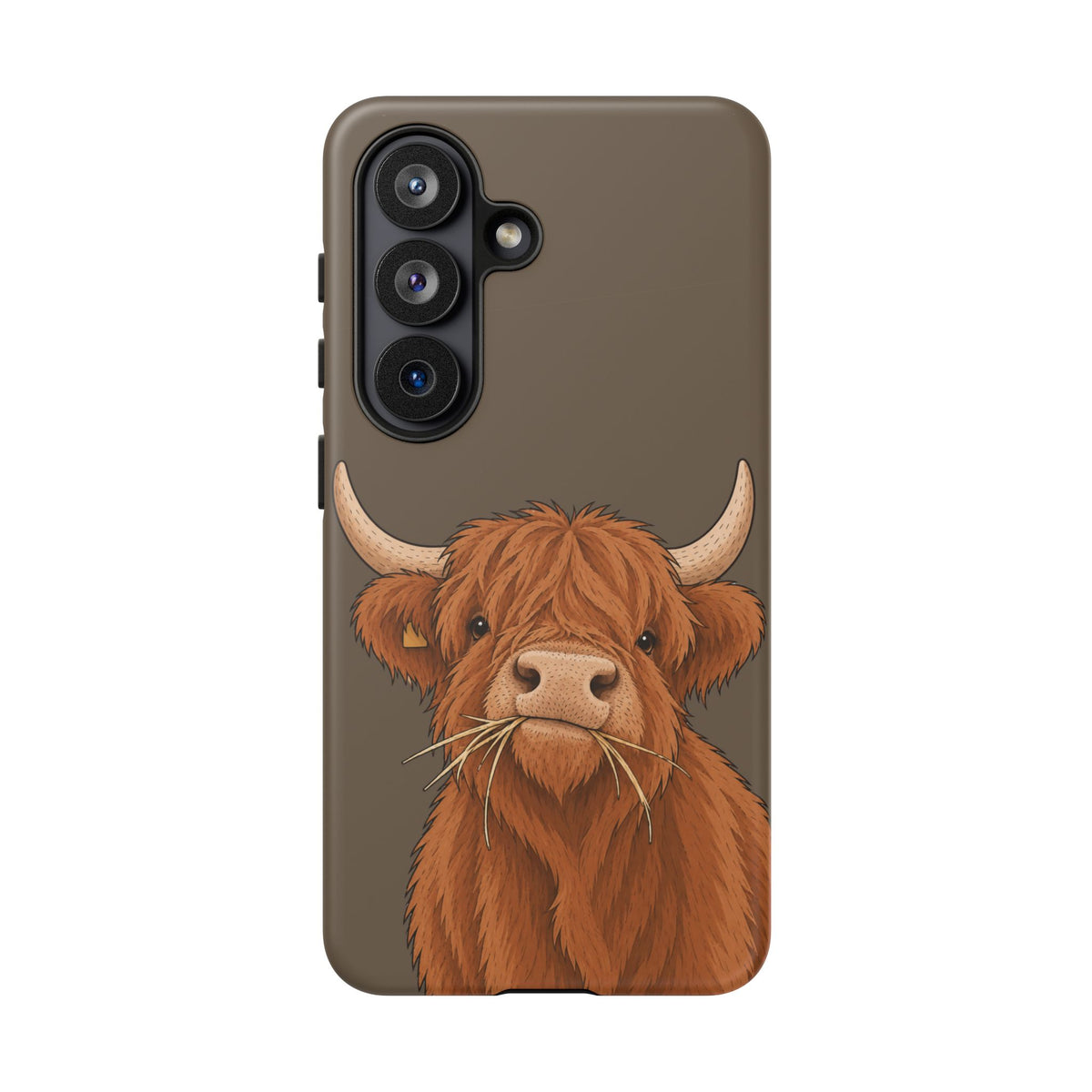 Highland Cow Close-Up Tough Phone Case in Taupe Brown Matte