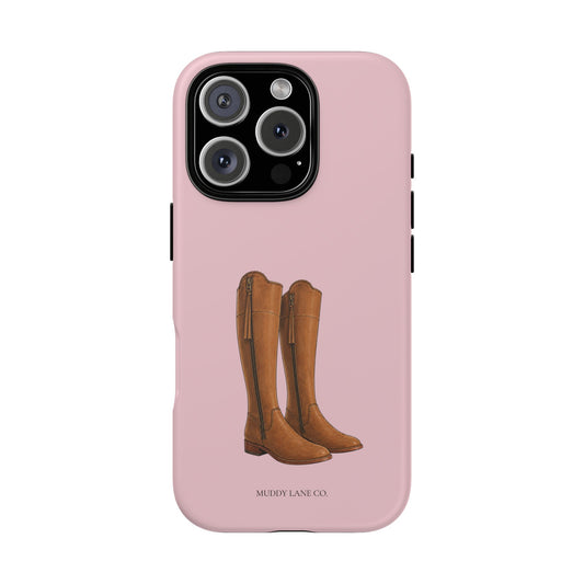 Riding Boots Tough Phone Case in Soft Rosette Pink Matte