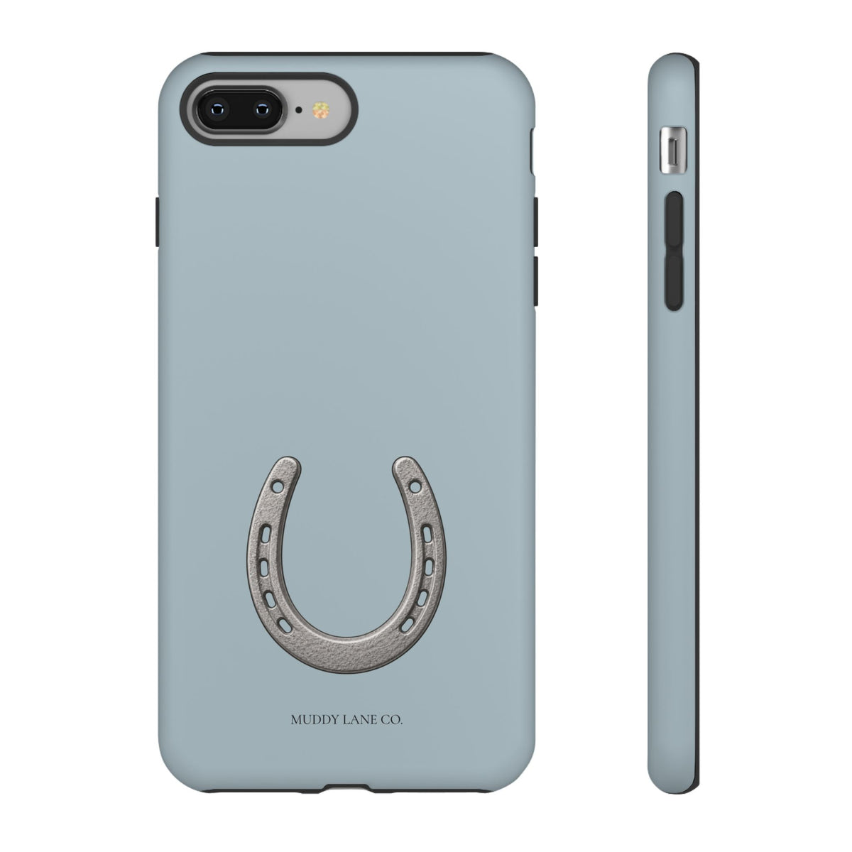 Horseshoe phone case in Dusty Blue by Muddy Lane Co, photo 3
