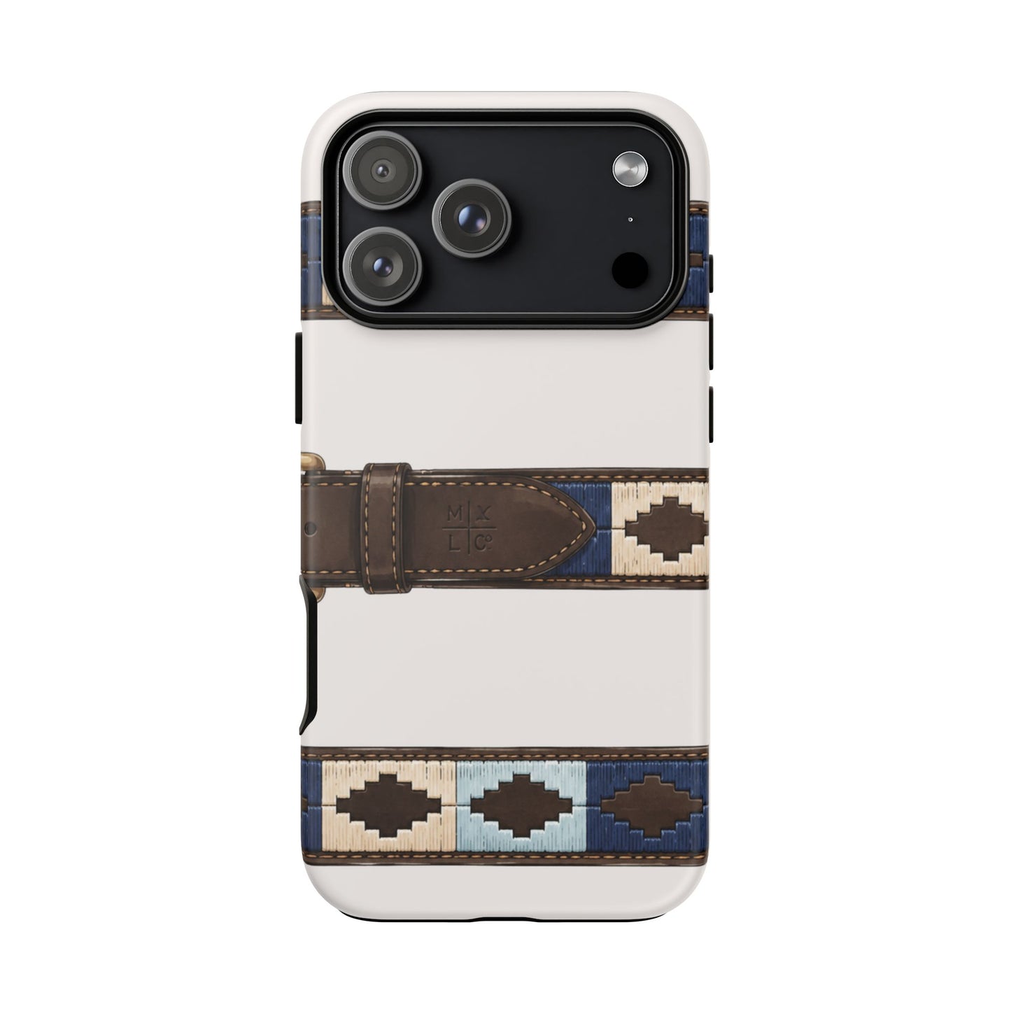Country Belt Pattern Tough Phone Case in Warm Cream Matte
