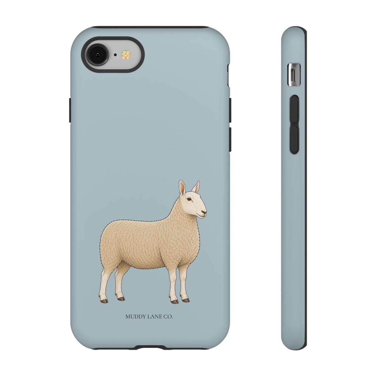 Border Leicester Sheep phone case in Dusty Blue by Muddy Lane Co, photo 2
