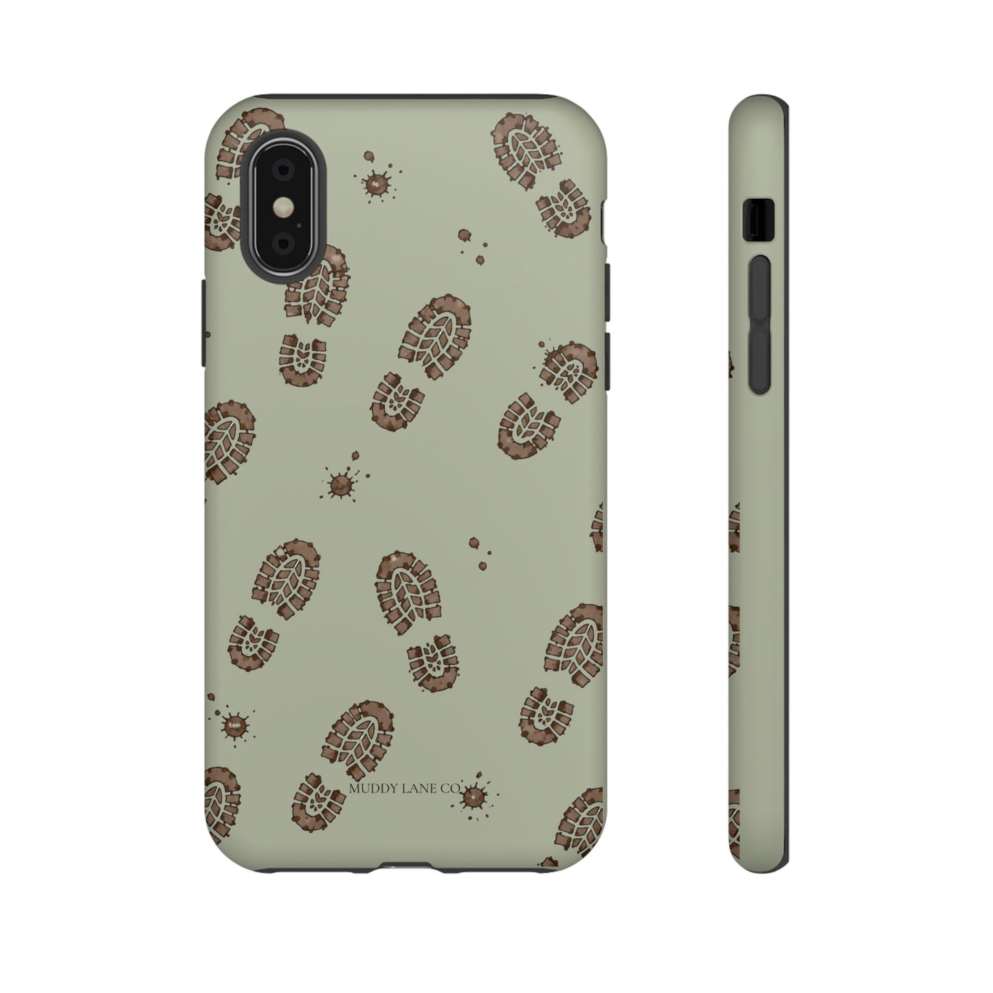 Muddy Boot Print Tough Phone Case in Light Sage Matte