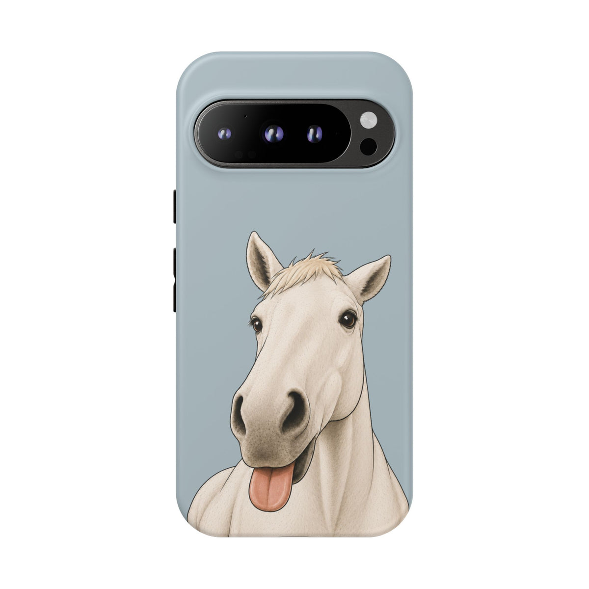 Silly White Horse Tough Phone Case in Dusty Blue Matte