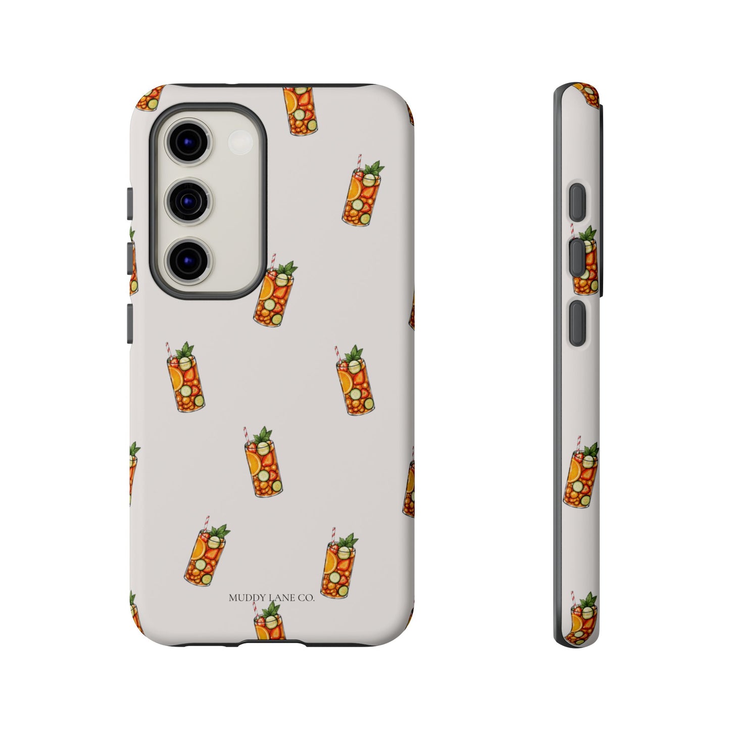 Summer Drink Pattern Tough Phone Case in Warm Cream Matte