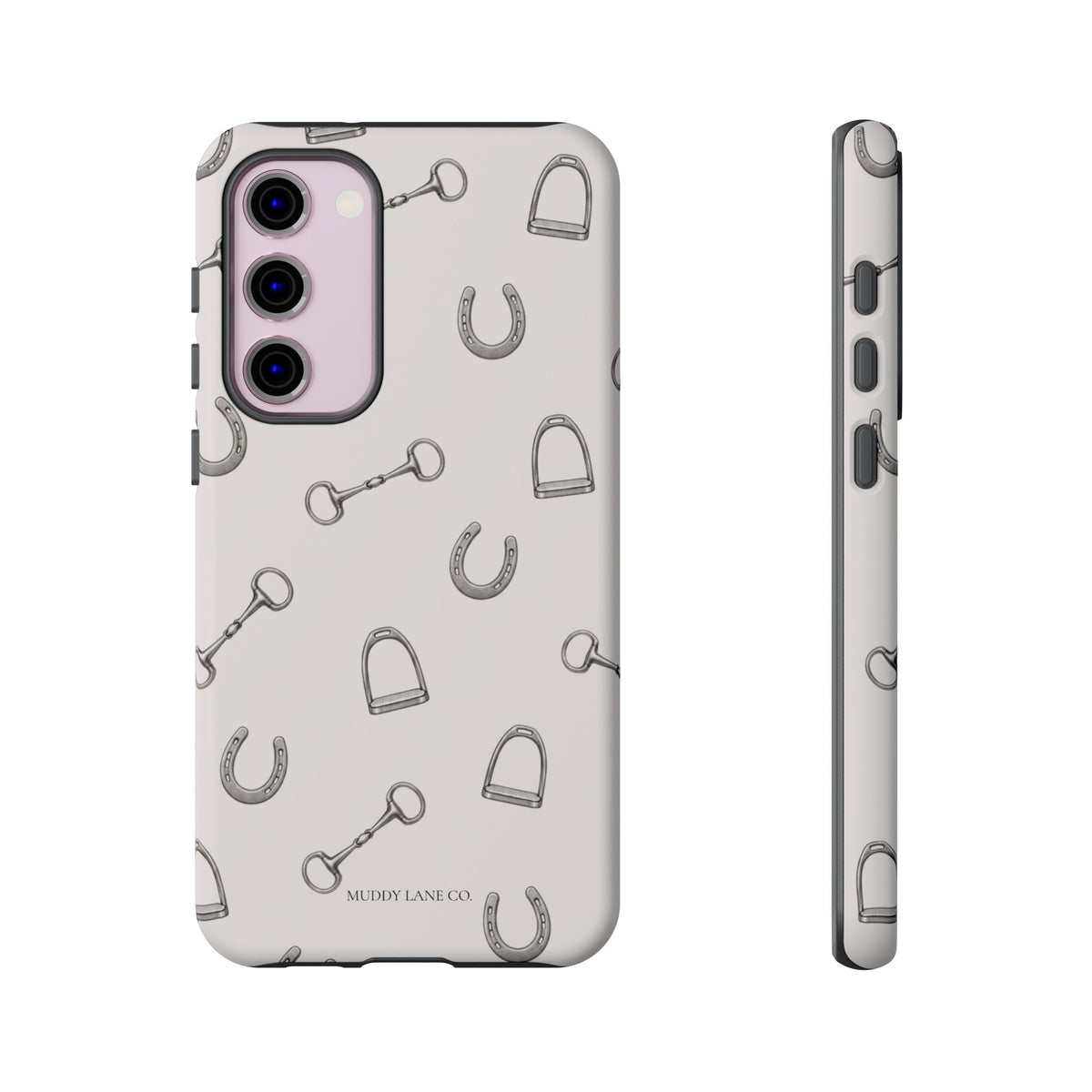 Tack Room Pattern Tough Phone Case in Warm Cream Matte
