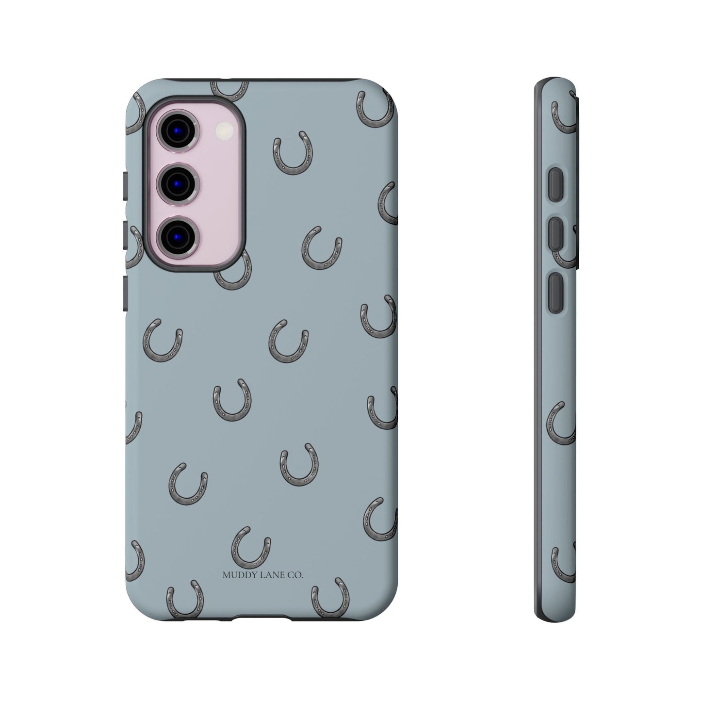 Horseshoe Pattern Tough Phone Case in Dusty Blue Matte