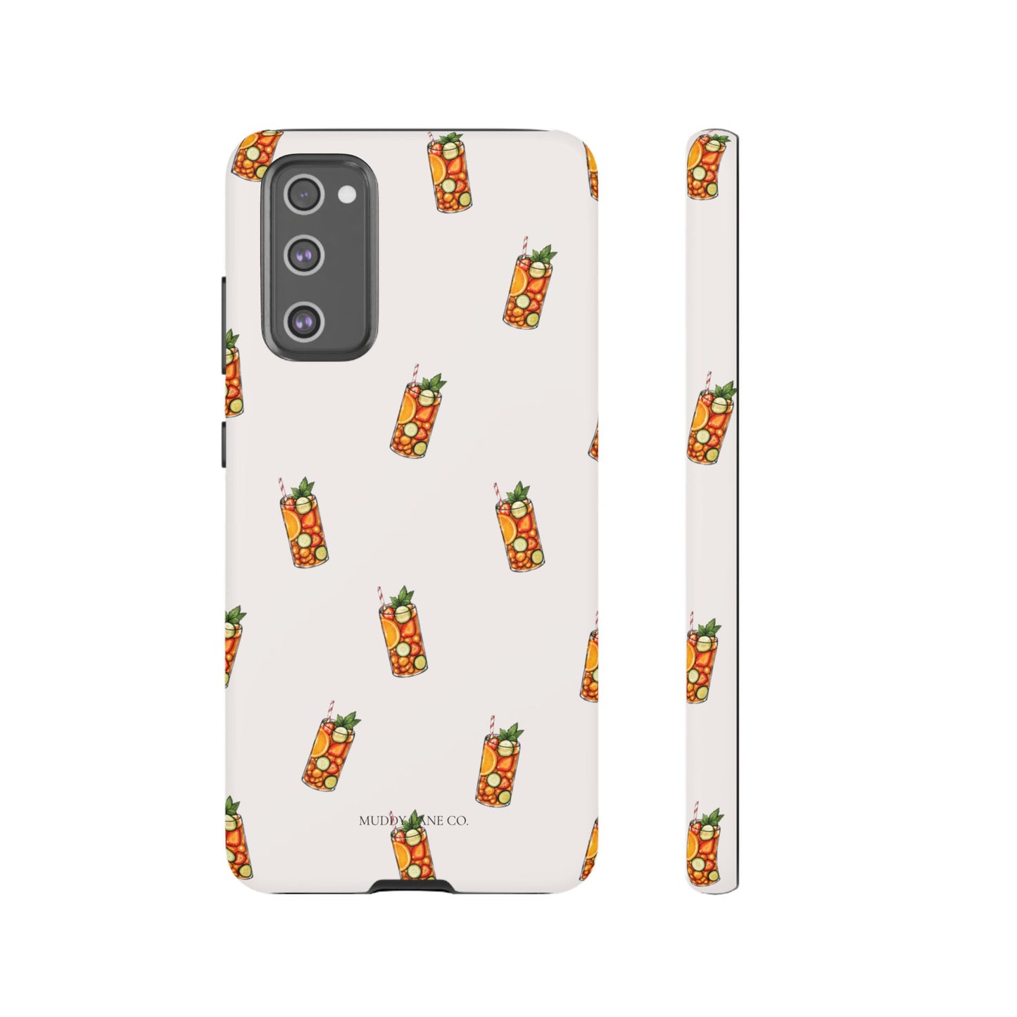 Summer Drink Pattern Tough Phone Case in Warm Cream Matte
