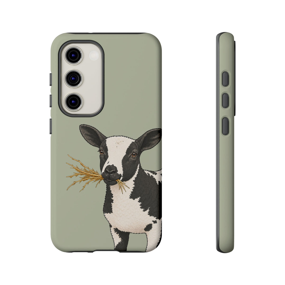 Dutch Spotted Sheep Close-Up Tough Phone Case in Light Sage Matte
