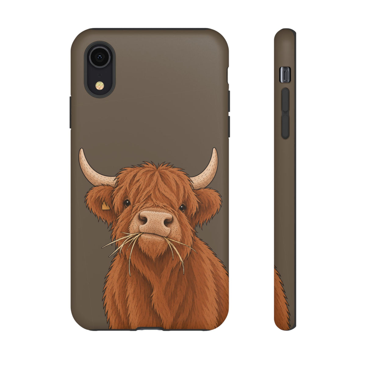 Highland Cow Close-Up phone case in Taupe Brown by Muddy Lane Co, photo 5