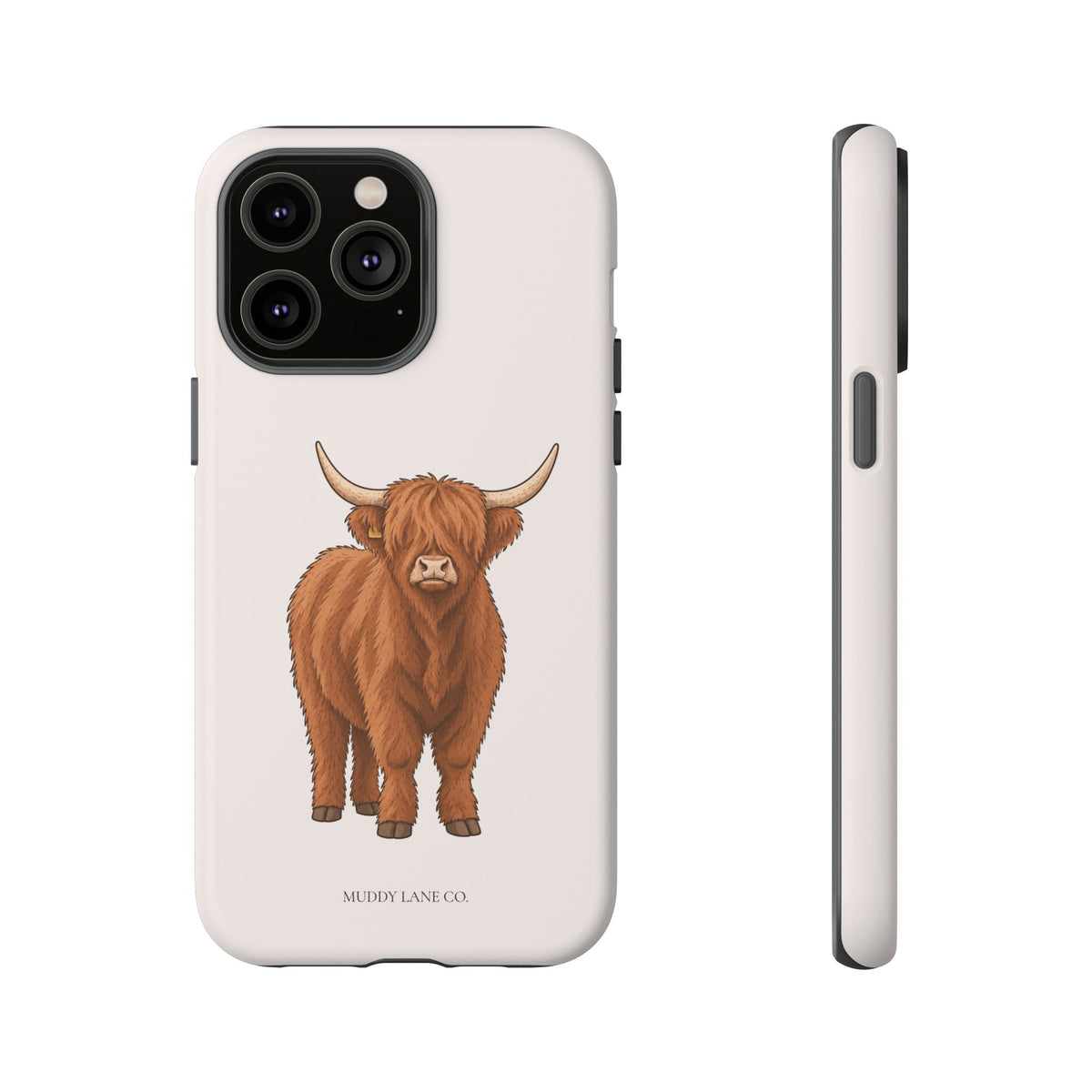 Highland Cow Tough Phone Case in Warm Cream Matte