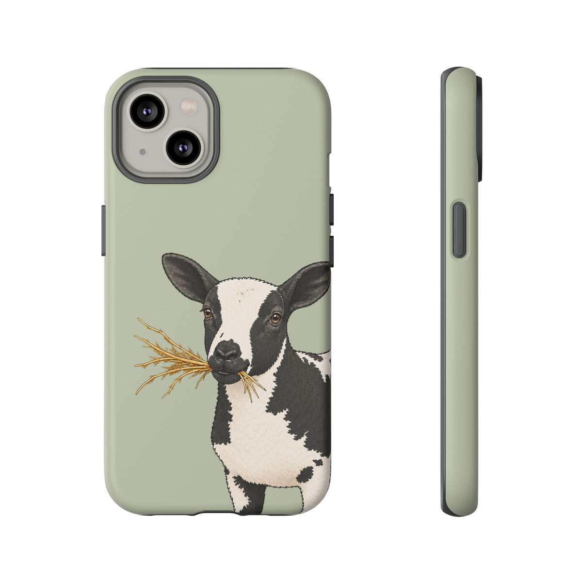 Dutch Spotted Sheep Close-Up Tough Phone Case in Light Sage Matte