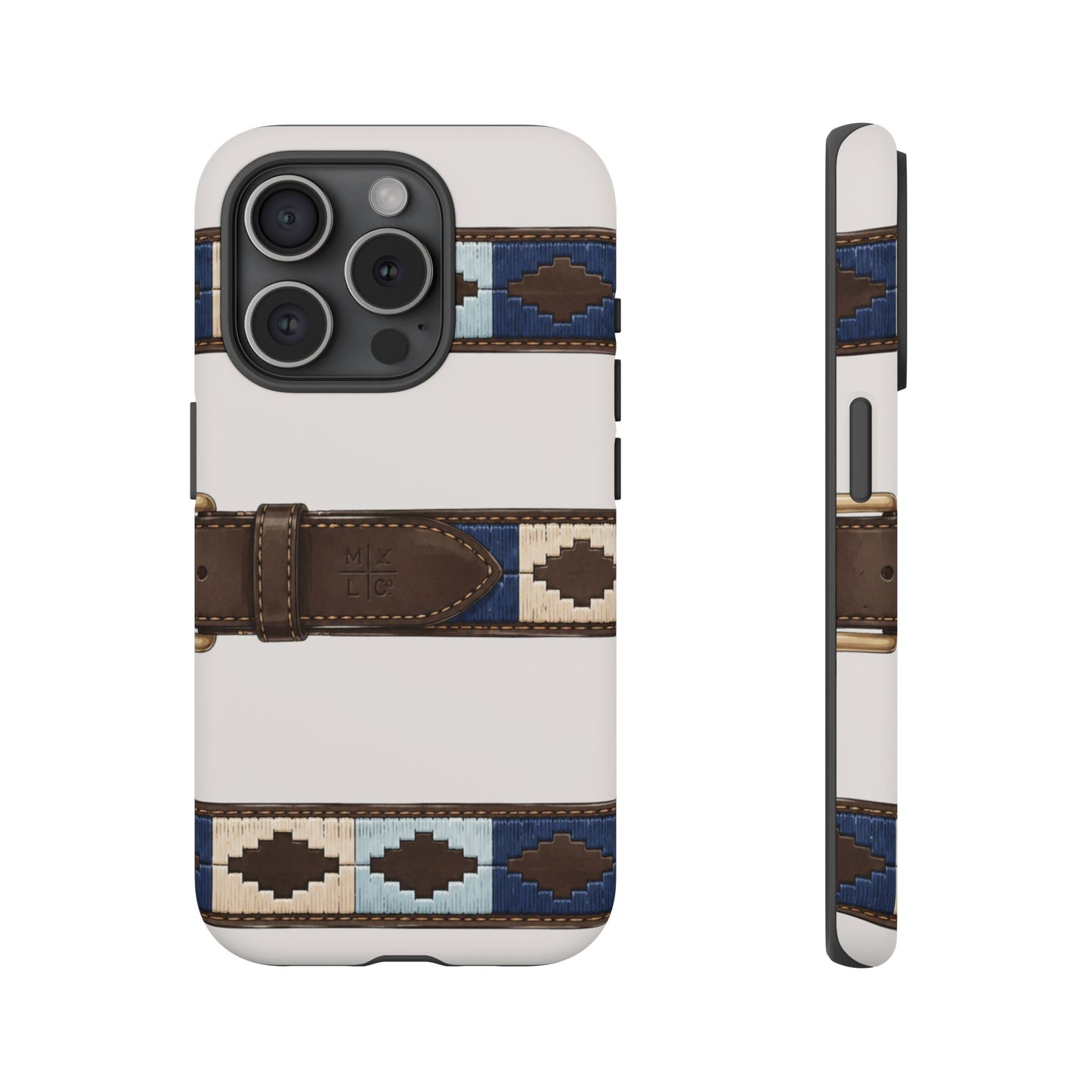 Country Belt Pattern Tough Phone Case in Warm Cream Matte