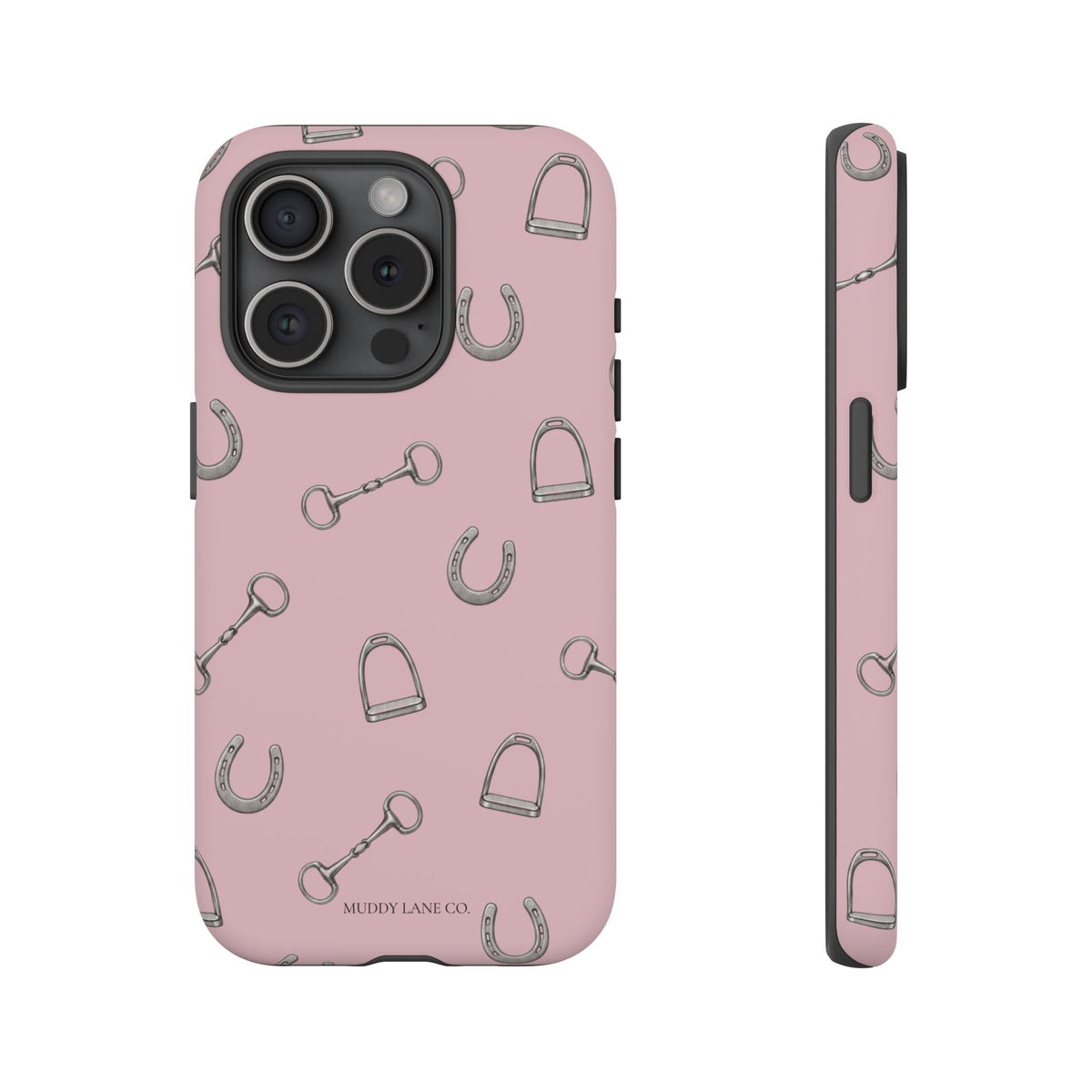 Tack Room Pattern Tough Phone Case in Soft Rosette Pink Matte