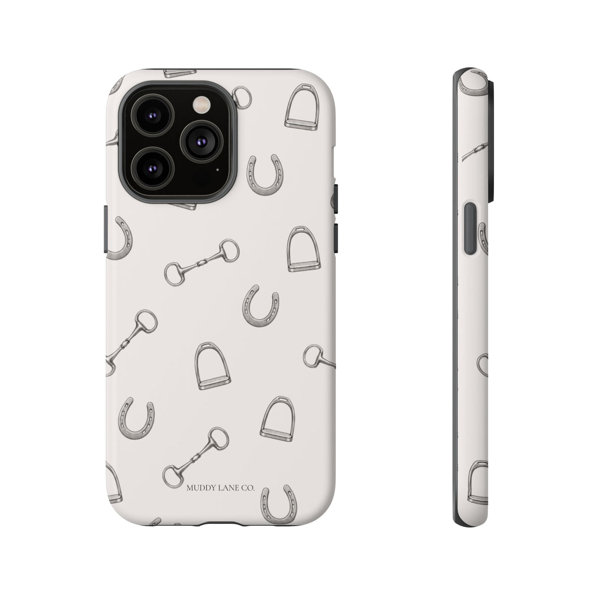 Tack Room Pattern Tough Phone Case in Warm Cream Matte
