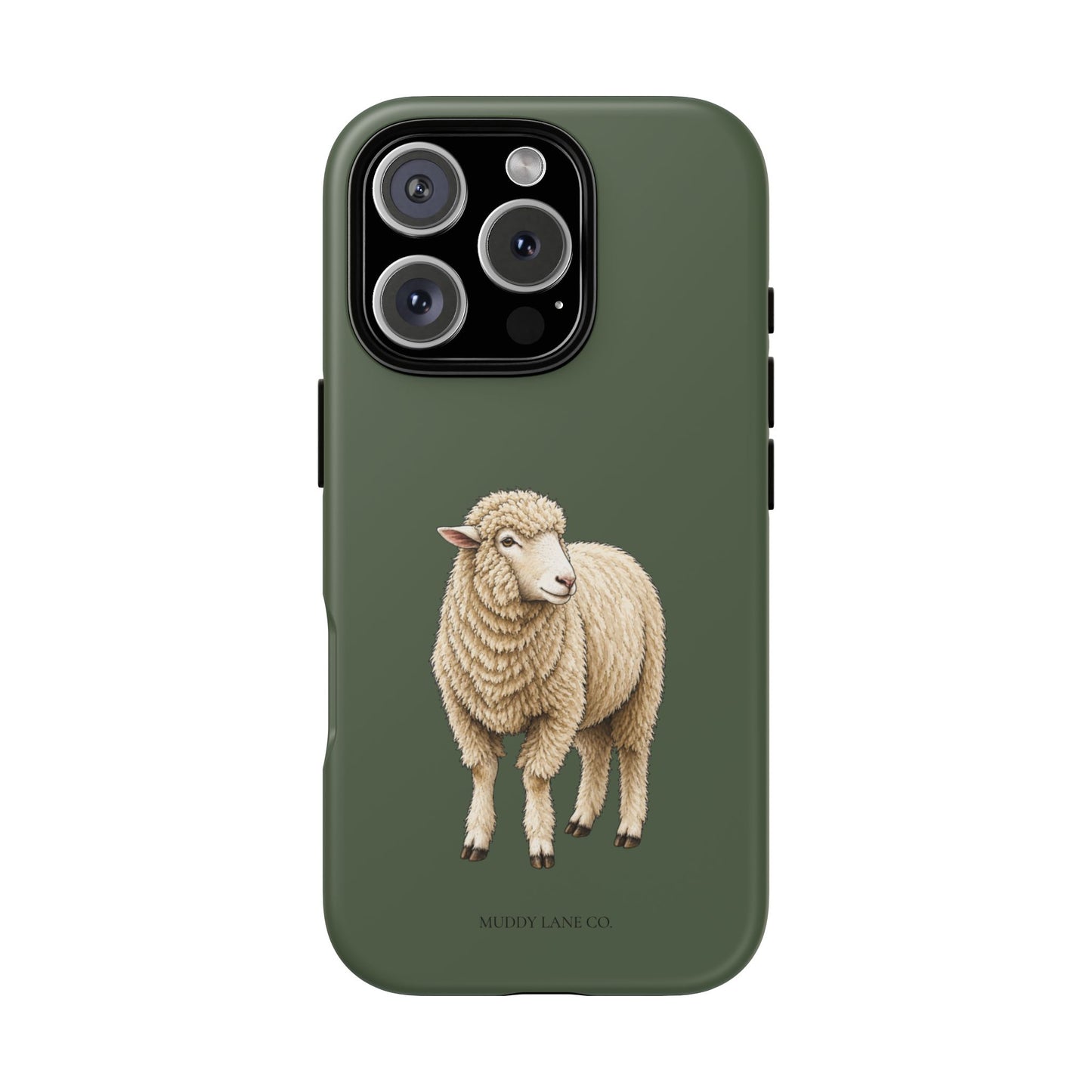 Sheep Tough Phone Case in Forest Green Matte