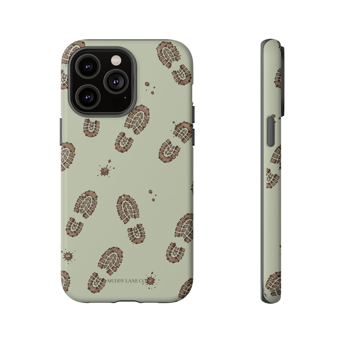 Muddy Boot Print Tough Phone Case in Light Sage Matte
