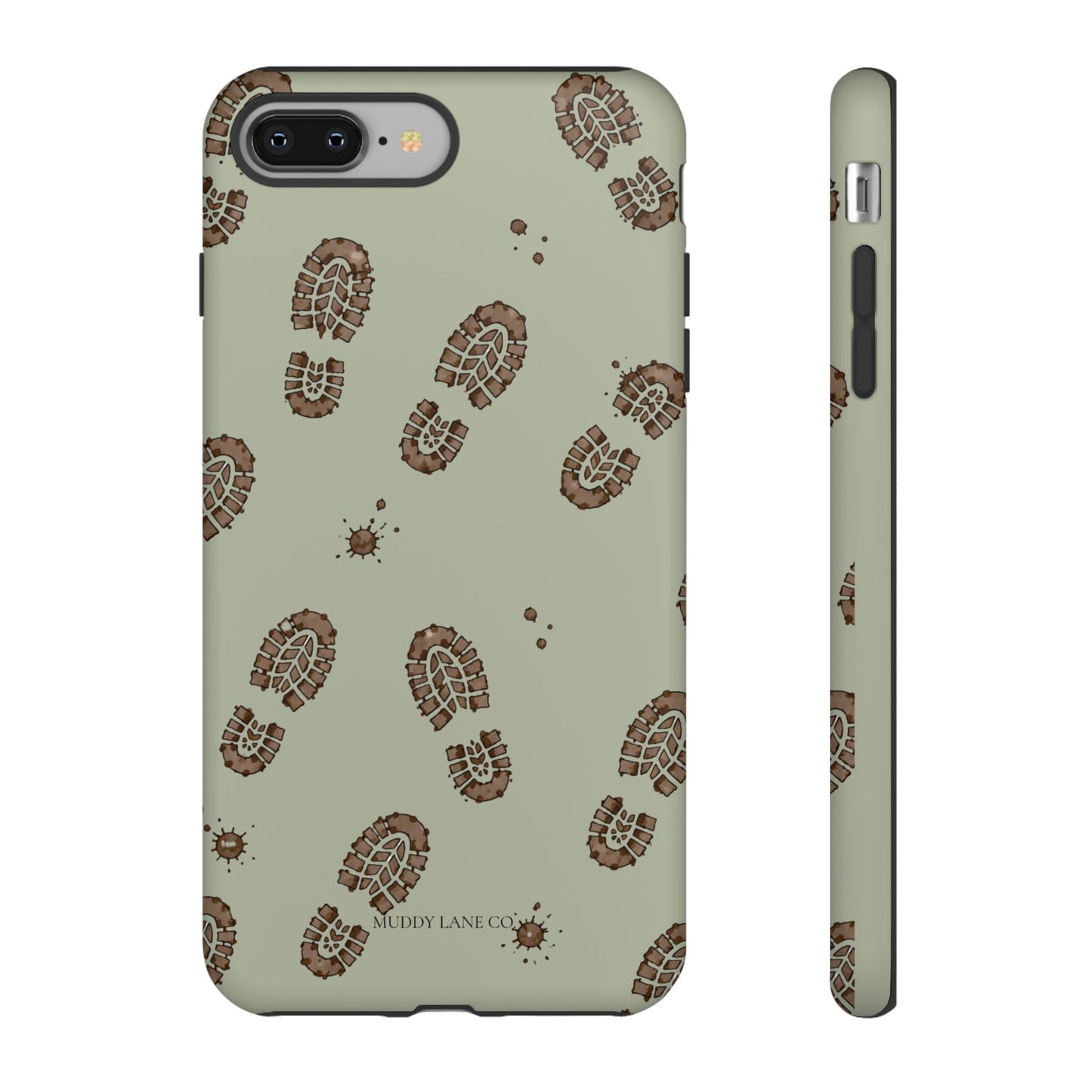 Muddy Boot Print Tough Phone Case in Light Sage Matte
