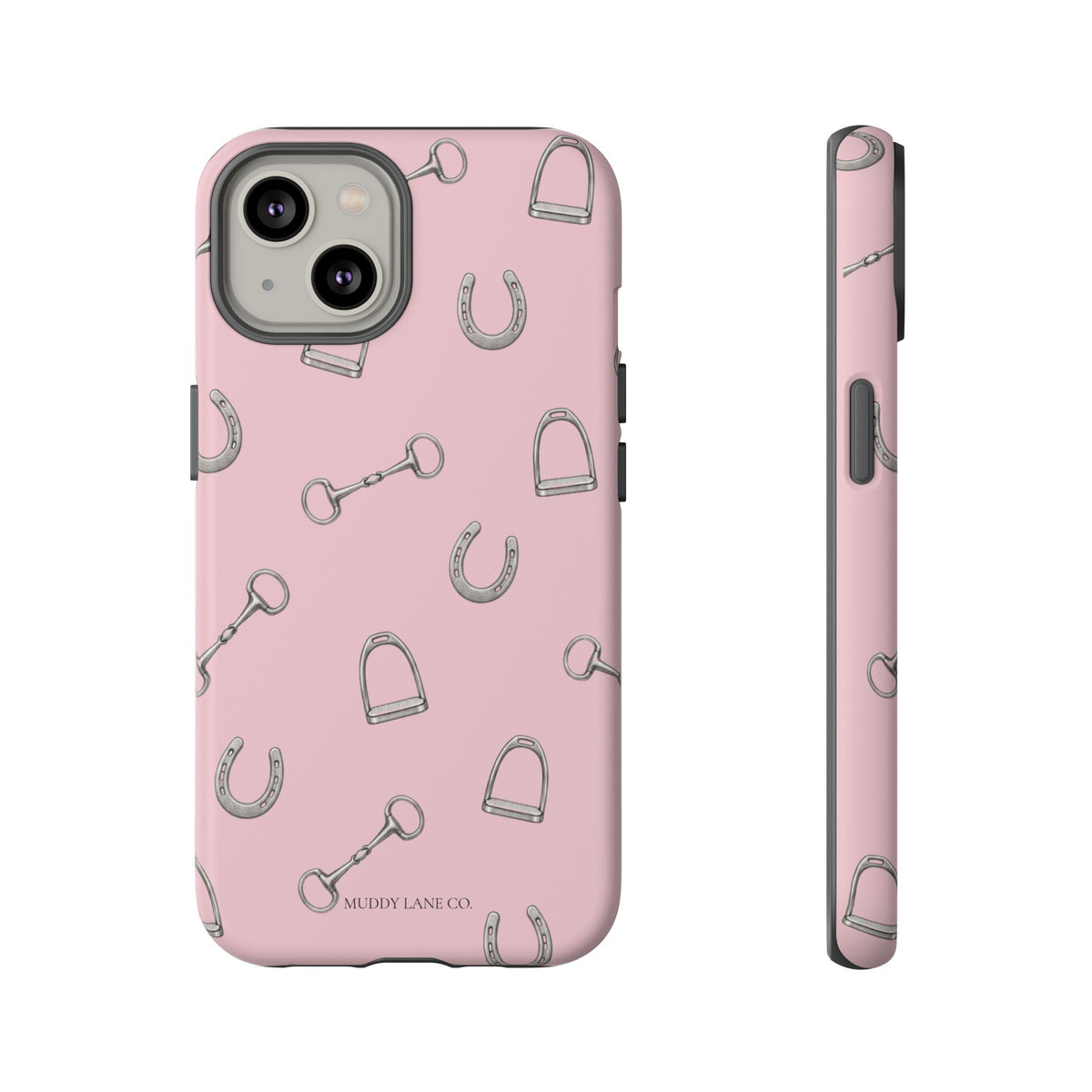 Tack Room Pattern Tough Phone Case in Soft Rosette Pink Matte