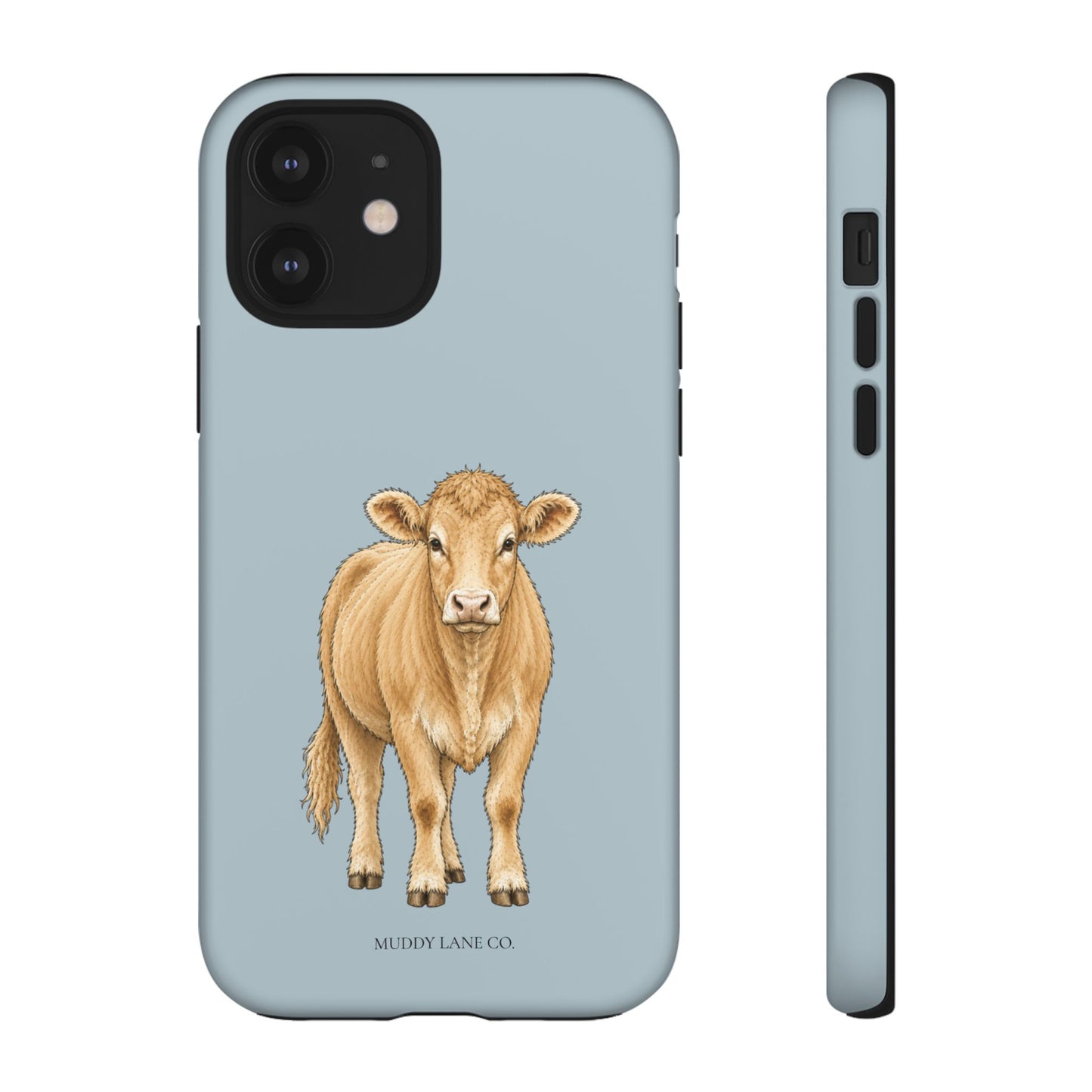 Farm Cow Tough Phone Case in Dusty Blue Matte