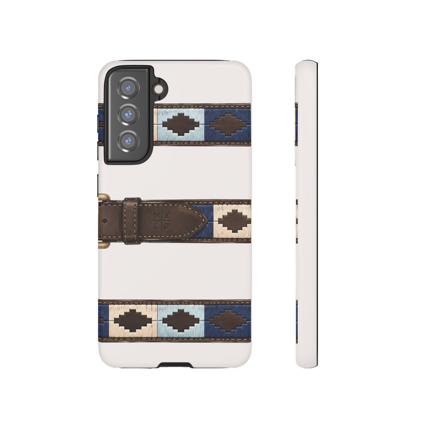 Country Belt Pattern Tough Phone Case in Warm Cream Matte