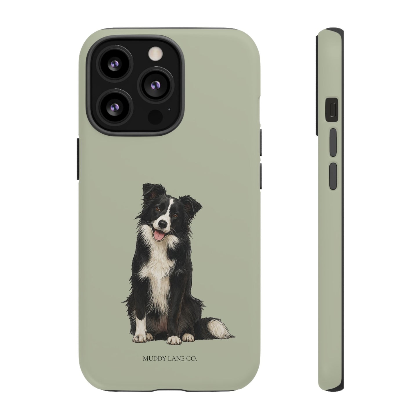 Border Collie Tough Phone Case in Light Sage Matte