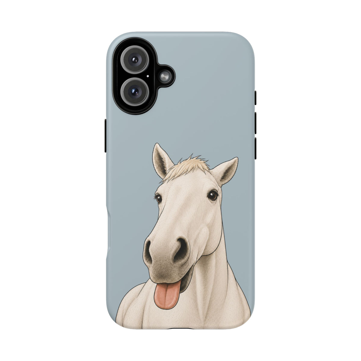 Silly White Horse Tough Phone Case in Dusty Blue Matte